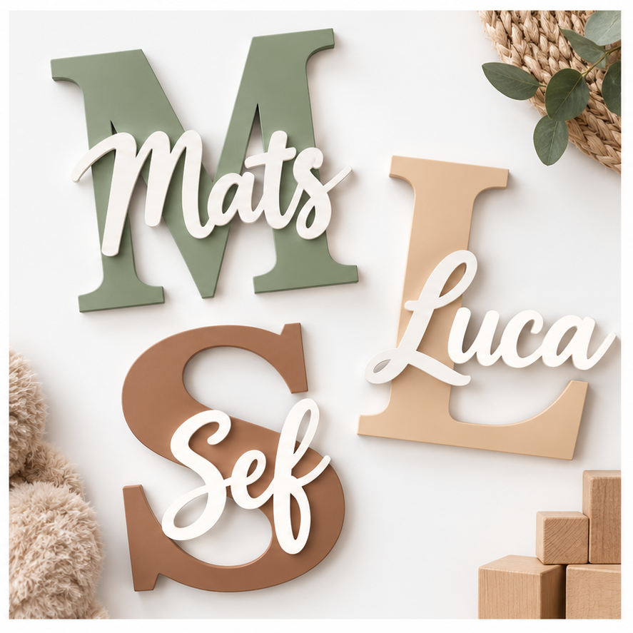 Gepersonaliseerd 3D Naambord – Naam met Hoofdletter – Kinderkamer & Slaapkamerdeur - INCLUSIEF VERZENDING - Afbeelding 6