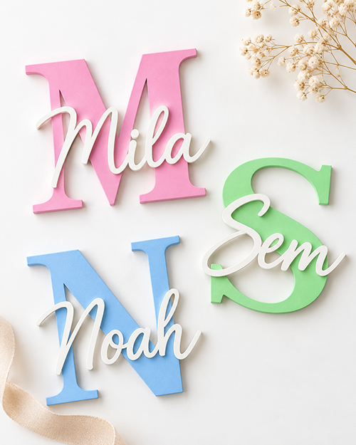Gepersonaliseerd 3D Naambord – Naam met Hoofdletter – Kinderkamer & Slaapkamerdeur - INCLUSIEF VERZENDING - Afbeelding 4